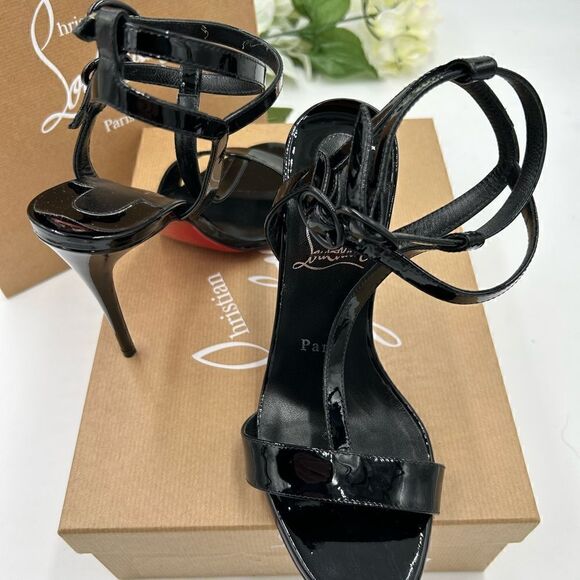 SOLD!!!! Women’s Christian Louboutin Mara patent dual buckle sandals size 36.5 - Picture 7 of 12